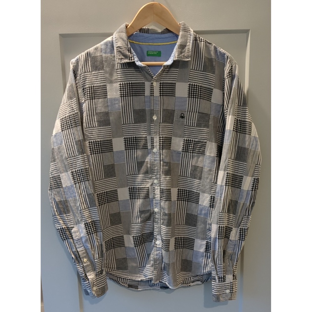 United Colors Of Benetton Men's Long Sleeve Patchwork Long Sleeve Shirt Size L